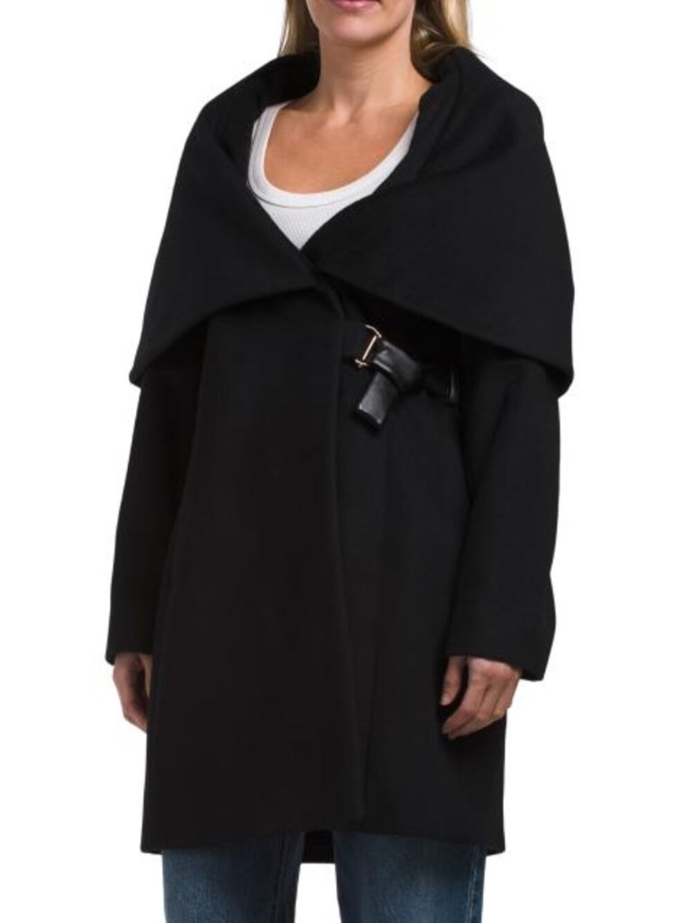 VIA SPIGA Wool Blend Hooded Belted Coat